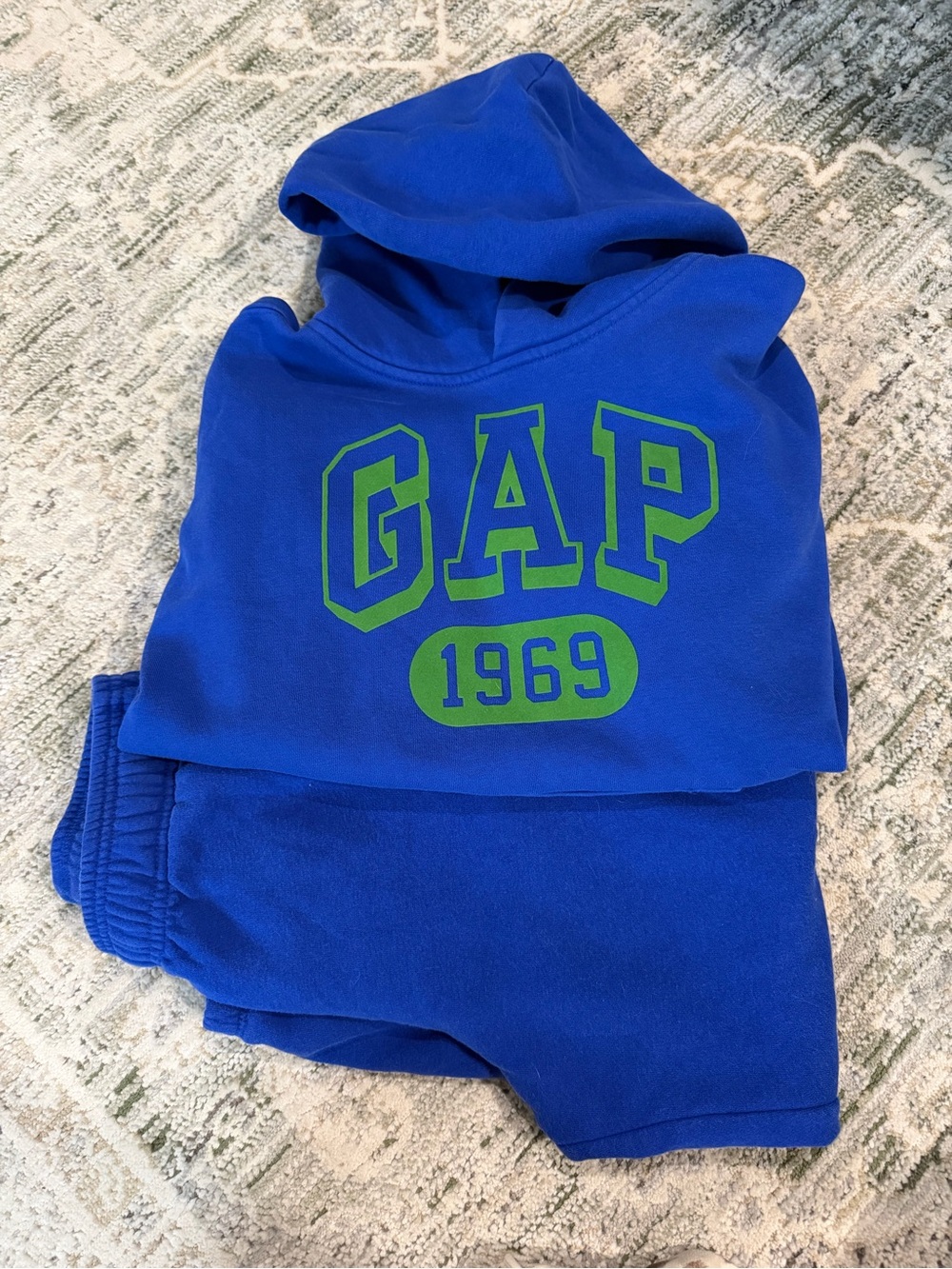 GAP Royal Blue Hoodie and Sweatpants Set with Green Logo - Kids